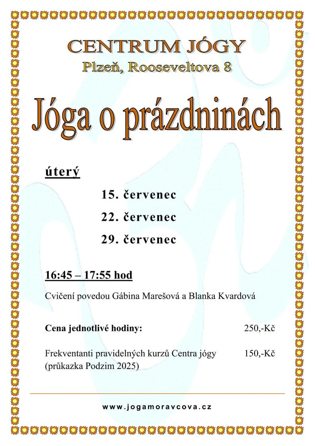 leták - Jóga o prázdninách